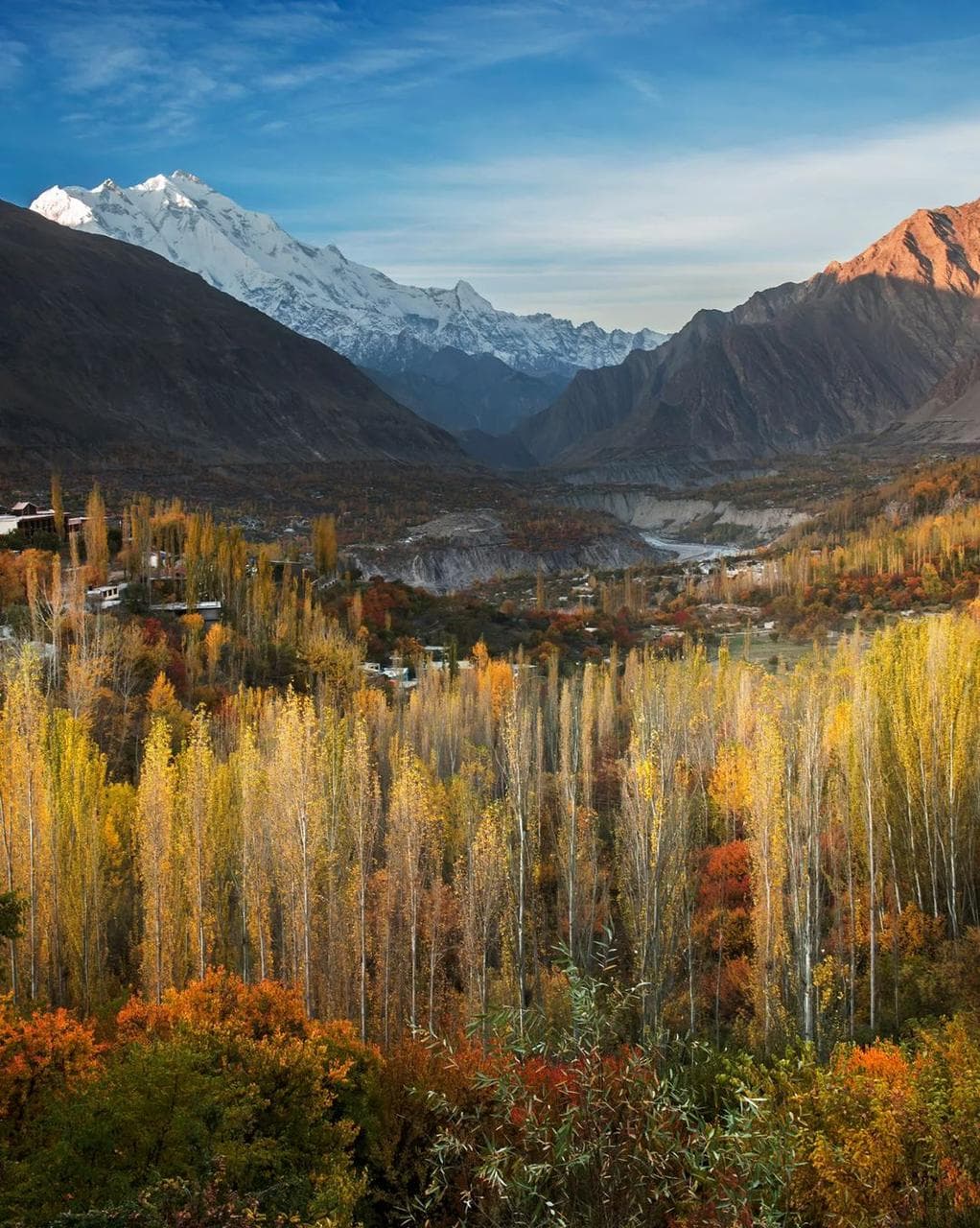 Panoramic view of Hunza Valley with mountains